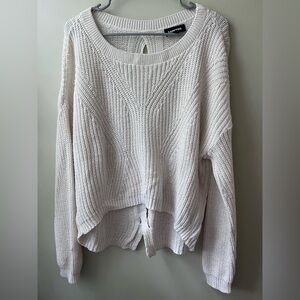Express Open Back Cream Knit Sweater